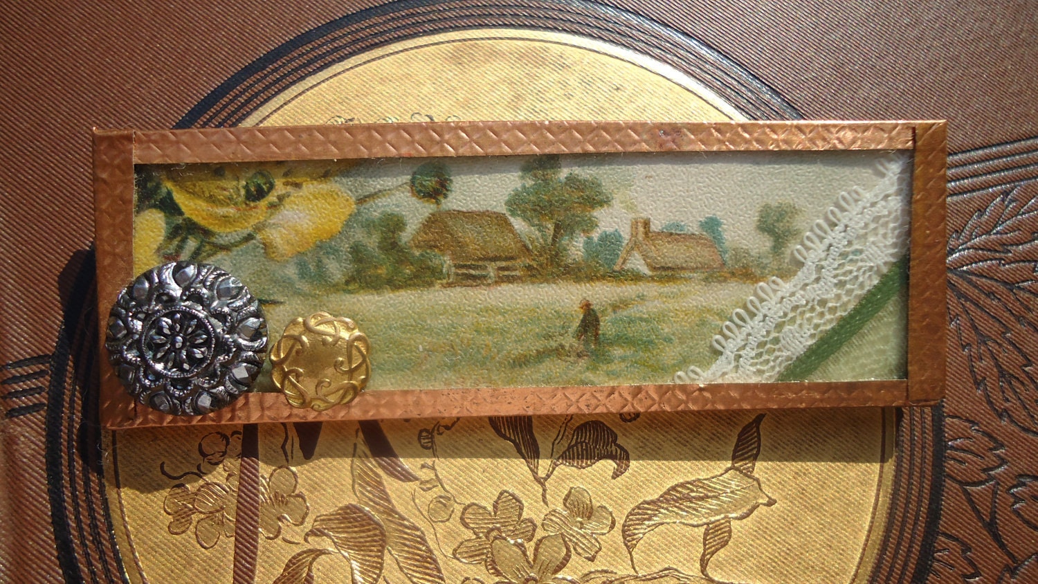 Victorian Postcard Brooch pin gift