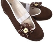 dark chocolate / ballet flats shoes jarmilki wedding woman poletsy fashion gift romantic spring summer girl comfortable flower brooch