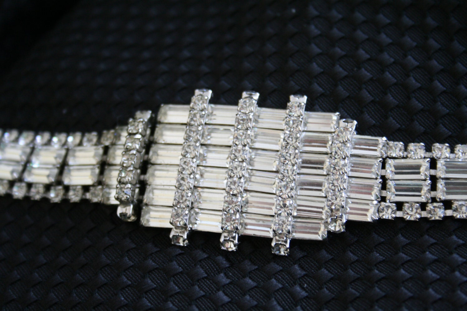 Vintage Rhinestone Baguette Bracelet Bridal