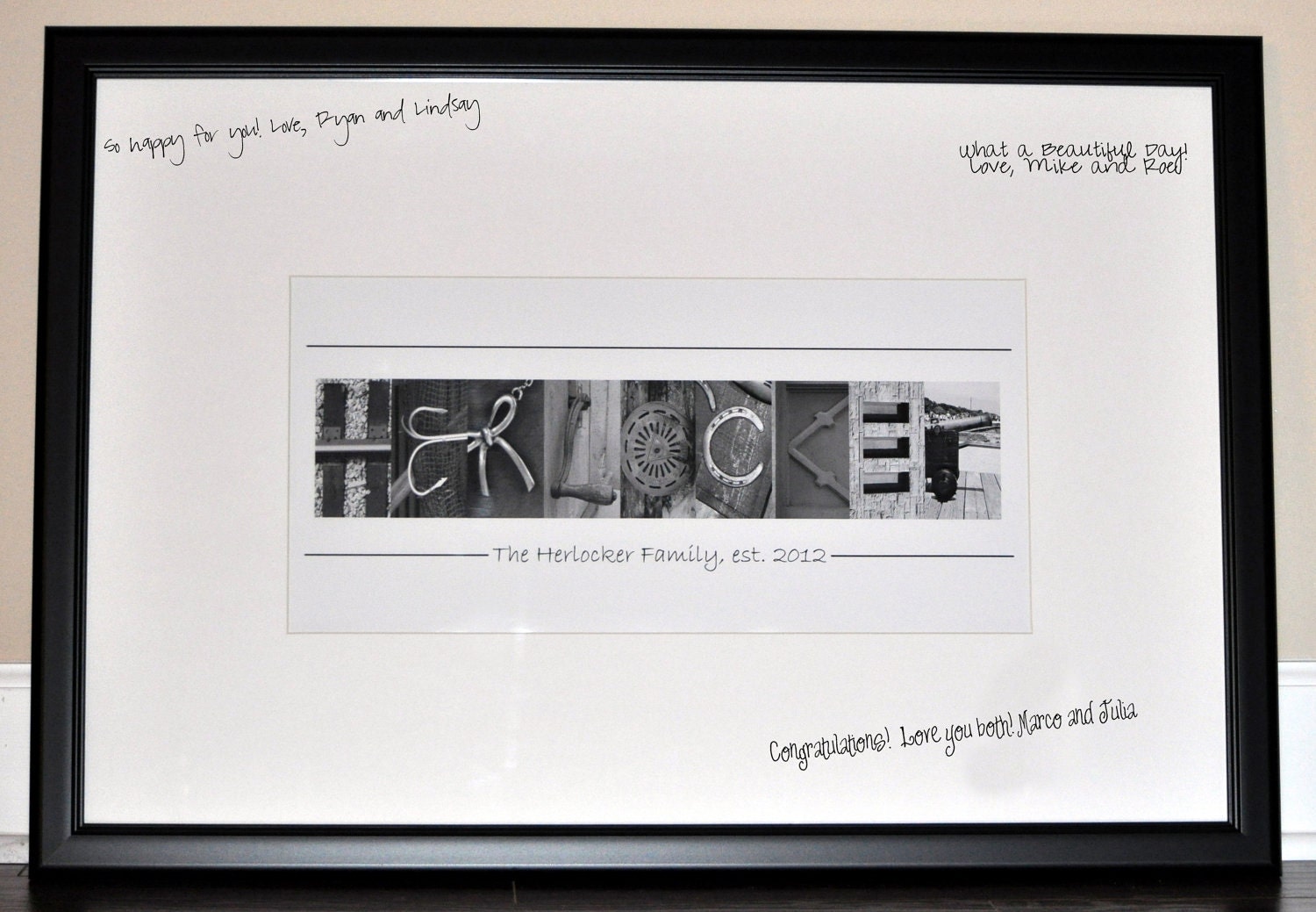 Framed Letter Art Guest Book Signature 20 x 30 Perfect for special occasions- Wedding, Graduations, etc.