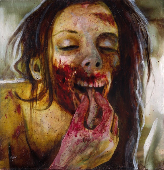 Zombie 55 Jenny S. original zombie painting 12"x12"