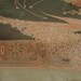Vintage Upcycled Drape Chain Scarf - Coral Pink, Forest Green and Light Taupe Scarf with Copper, Silver and Gunmetal Chain