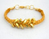 JEWELRY Collection: Mustard Yellow Suede Leather Hex Nut Bracelet