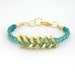 Teal Suede Adult Leather Bracelet with Gold Hex Nut