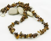 For Him - Tigers Eye Necklace - Gemstone Necklace - Beaded Necklace - Mens Unisex Jewelry - Earthtones - Artisan Jewelry