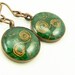 Orgone Orgonite Energy Earrings - Positive Energy Generator - Small Dangle Earrings - Green - Malachite Gemstone - Copper- Artisan Jewelry