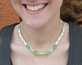 Coke bottle green glass beaded hemp choker