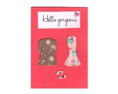 Origami dress card, girl friend card in red, mini origami dress, party dress card, unique handmade card