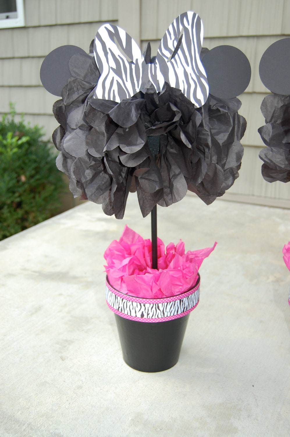 Zebra Minnie Mouse Pom Poms Pots
