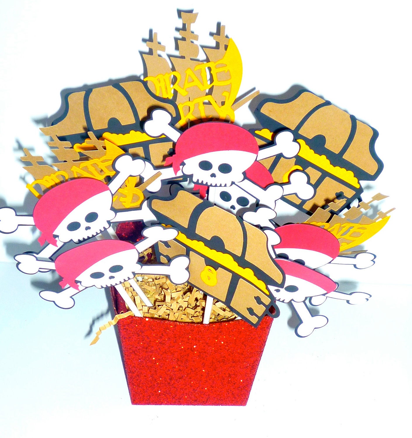 Pirate themed Cupcake toppers - skulls, treasure, pirate party decorations Pirate Birthday