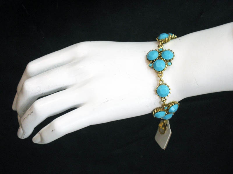 Gold & Turquoise Cluster Bracelet 2275B