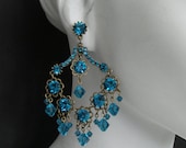 Flora Teal Swarovski Crystal Honey Brass Earrings 6301E