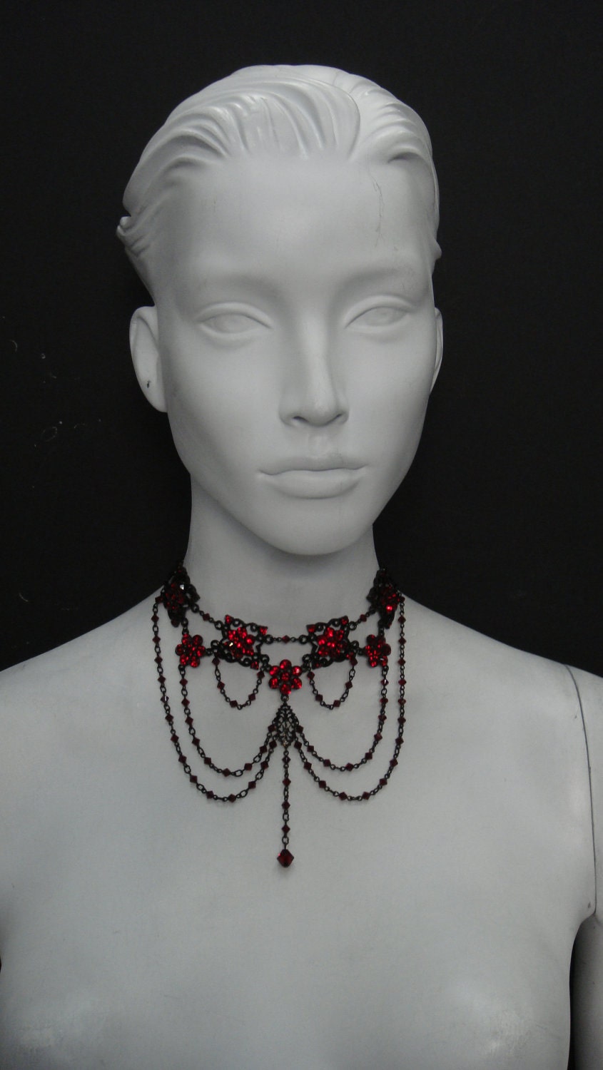 Kristin Bauers Signature Necklace as Pam on True Blood S1 Made with Black Jet Swarovski Crystals Black plated