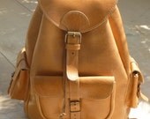 Natural leather Backpack three pockets