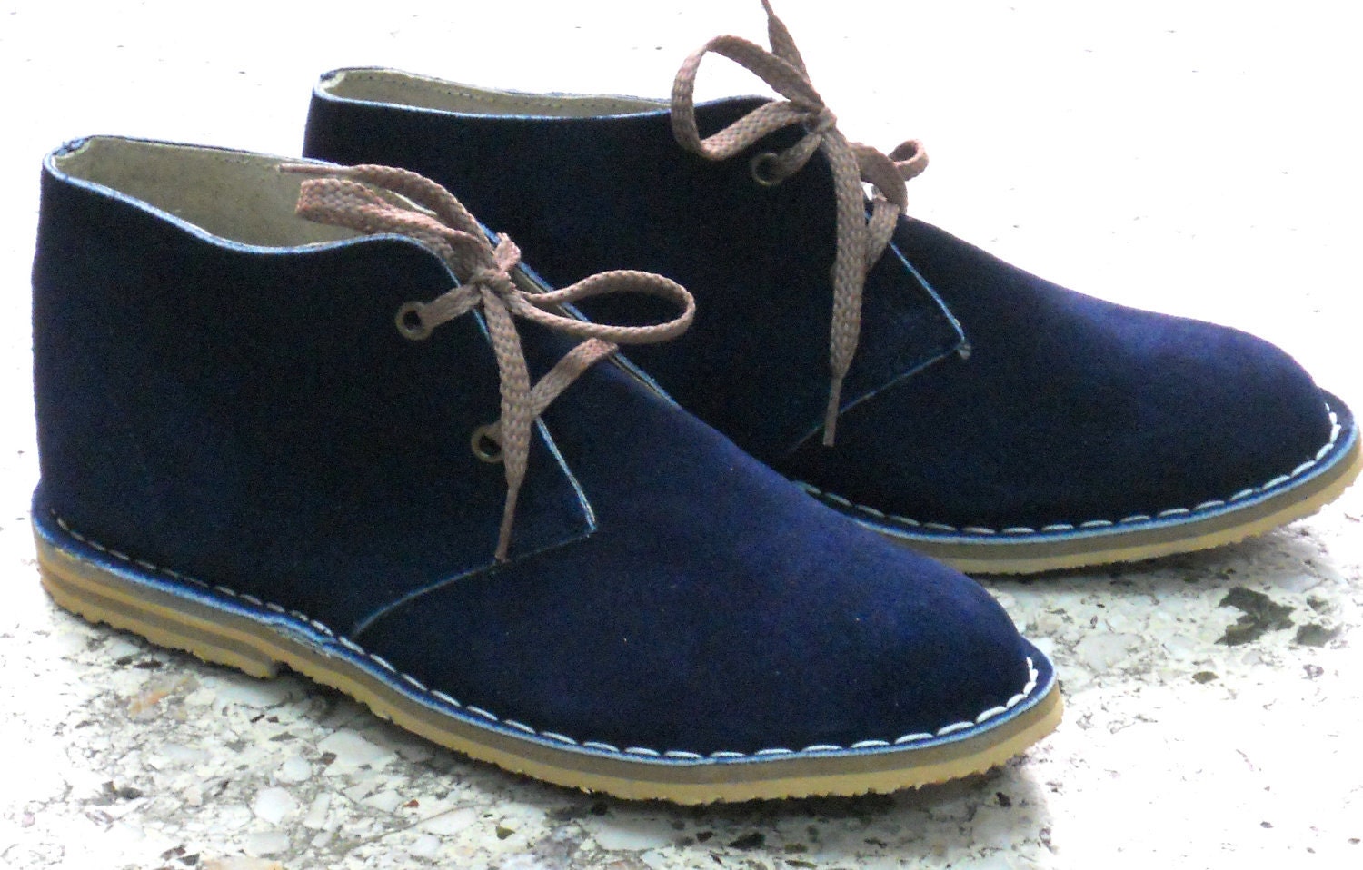 Handmade suede Desert Boots deep blue