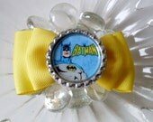 Retro Batman Superhero Hair Bow (Ribbon)