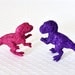 Baby T-Rex Dinosaurs in Fuchsia Hot Pink, Grape Purple Glitter Baby Shower Table Settings, Girly Girl Nursery Decor or Fun Home Decorations