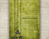 Halloween Invitation Costume Party Digital Printable Green and Glitter Adult Teen or Child Party - 81488082