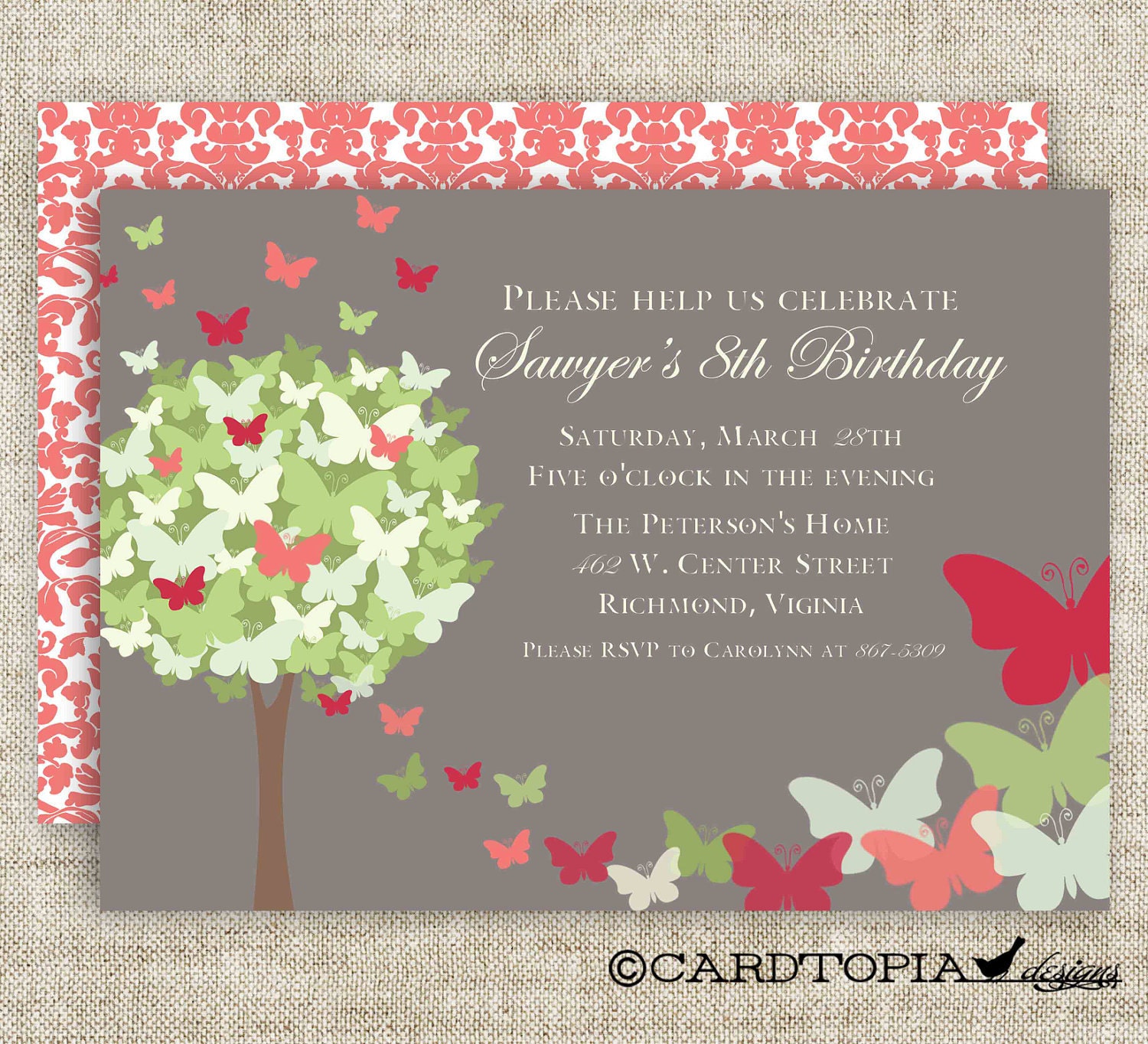 BUTTERFLY BIRTHDAY PARTY Invitations Fairy Tale Butterfly Digital diy Printable Personalized - 92382124