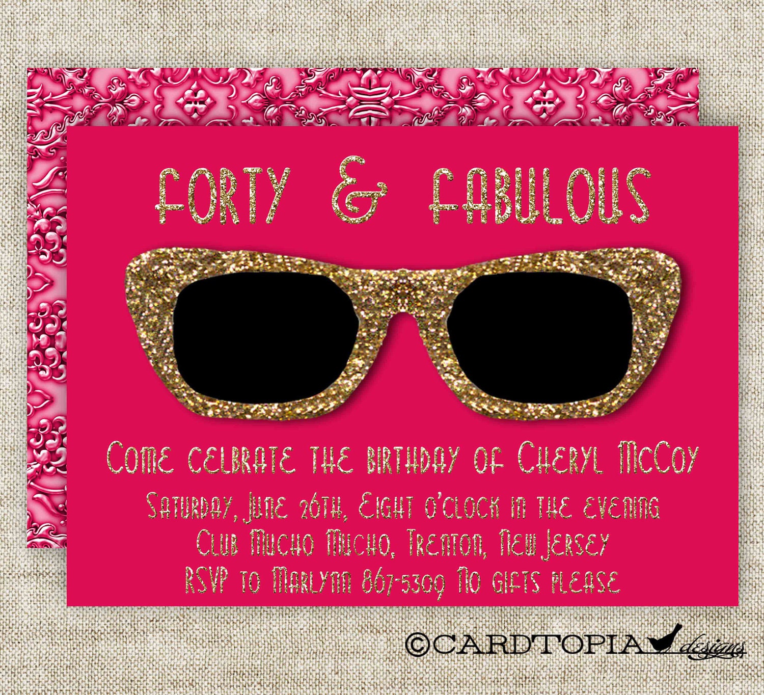 GOLDEN BIRTHDAY PARTY Invitations for Adult Woman or Girl Printable Custom Cards Party Invitations - 101191682