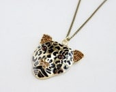 Long Gold Leopard Statement Necklace