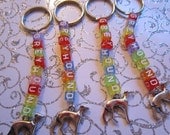 Rainbow beaded Greyhound keychain