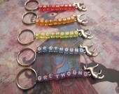 Rainbow block beaded Greyhound keychain