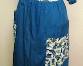 Darling 1950's Blue FLOWERED Cotton HALF Apron