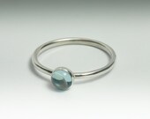 Blue Topaz Ring - Stackable Sterling Silver Sky Blue Topaz Ring