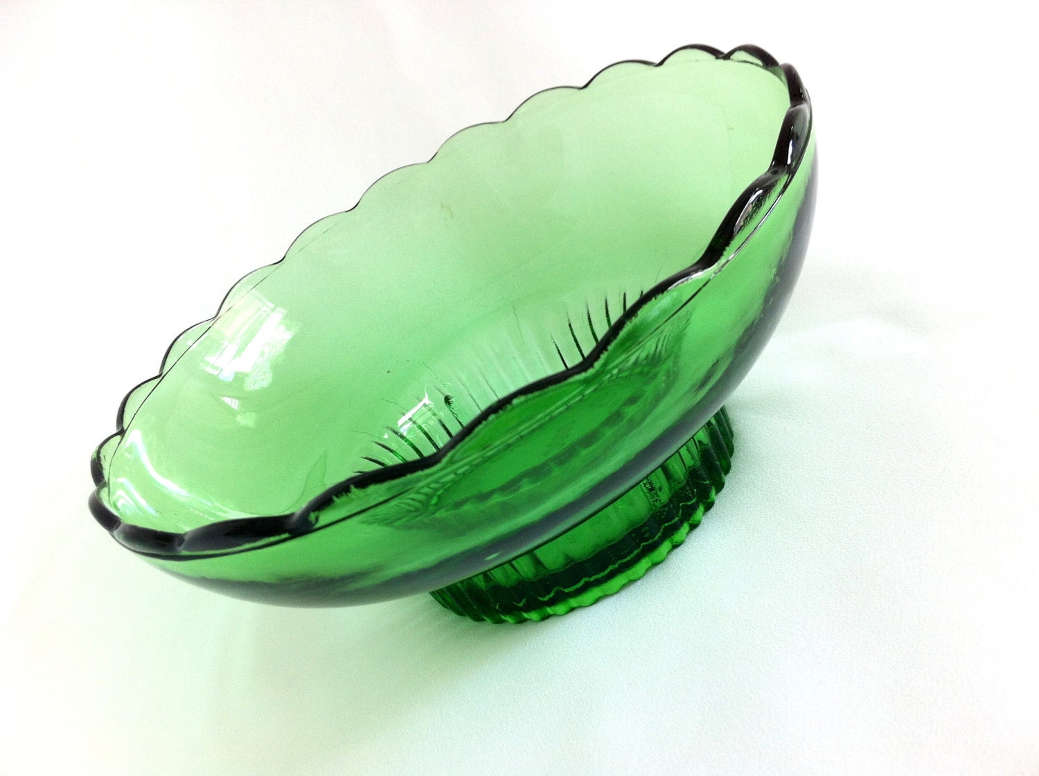 Vintage Green Glass Bowl E.O. Brody Cleveland Ohio