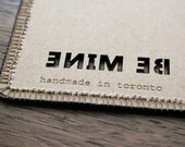 BE MINE Denim Postcard - Handmade card from salvaged raw denim