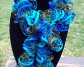 Girls Ruffle Scarf, Peacock READY TO SHIP