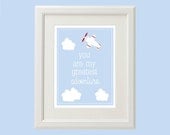 8x10 "You Are My Greatest Adventure" Quote & Airplane Print (You pick the colors, More Sizes Available)