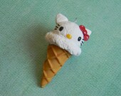 Hello Kitty Ice cream-Red Bow-Polymer clay-Made To Order