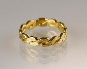 Golden Braided Ring, Simple Braid Ring, Gold Plated Minimalist Jewelry- MADE TO ORDER