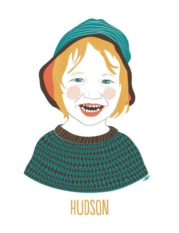 Custom Hand Drawn Digital Child or Baby Portrait: One Figure