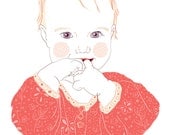 Custom Hand Drawn Digital Child or Baby Portrait: One Figure