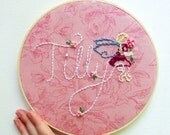 Name Sign Custom Nursery Art Personalized Name Fairy Embroidery Hoop Wall Art Girl Shabby Chic Garden Room Decor Pink