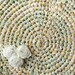 Upcycled Crochet Rug Vintage Floral Cotton with White Rolled Roses One of a Kind Shabby Chic Cottage Accent Rug