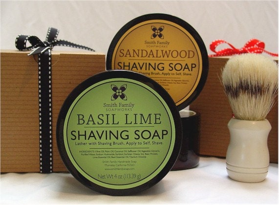Handmade Shaving Soap, Basil Lime Shave Soap, with Gift Box, Father's Day Gift