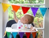 Felt Bunting Rainbow Birthday Bunting Banner Pennant Flag High Chair  Bunting and 24 Cupcake Flags Toppers Set - FeltLikeCelebrating