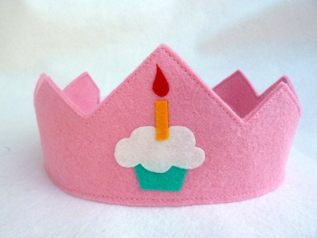 Birthday Crown Felt Crown Cupcake Birthday Cake 24 colours to choose from