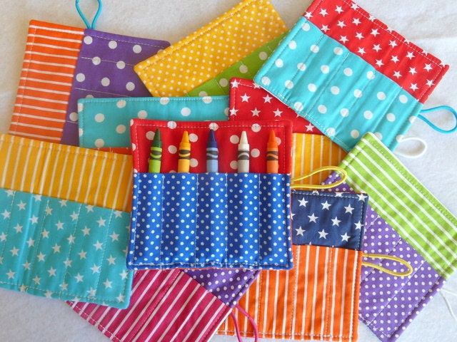 Crayon Roll - Party Favor - Children's Birthday Party - Rainbow Colors - 10 Pack