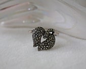 Vintage Silver Marcasite Ring Apple Shape 7