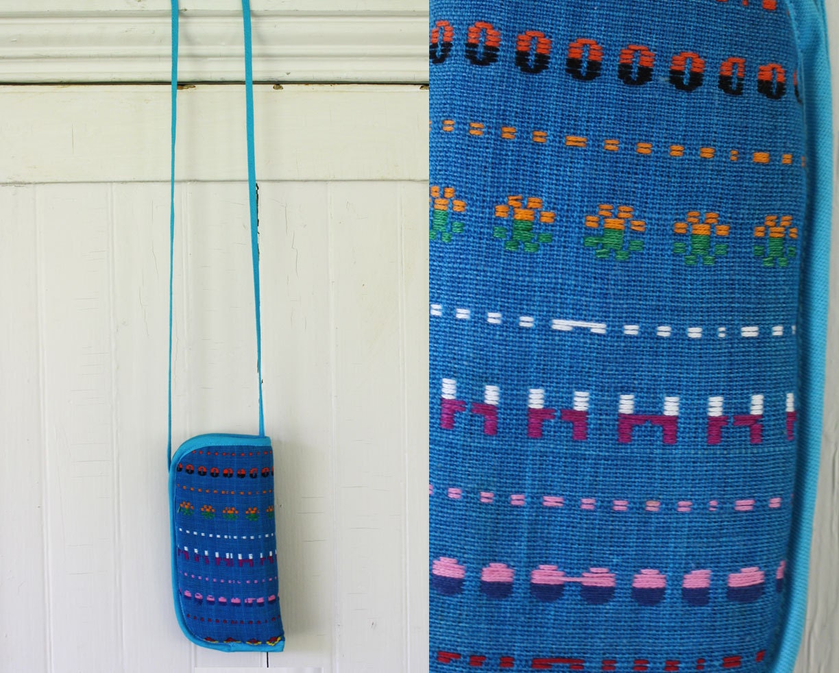Embroidered Navajo Teal 80s Sunglasses Case with Strap