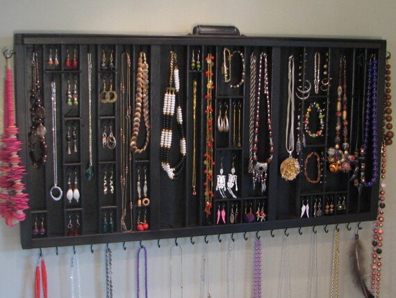 Chocolate Jewelry Organizer Display with stud slots