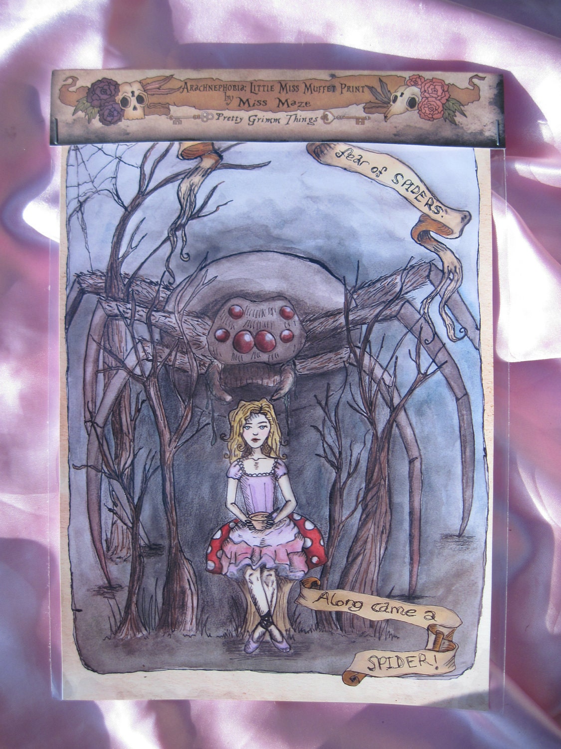 Arachnephobia: Little Miss Muffet A4 Gloss print