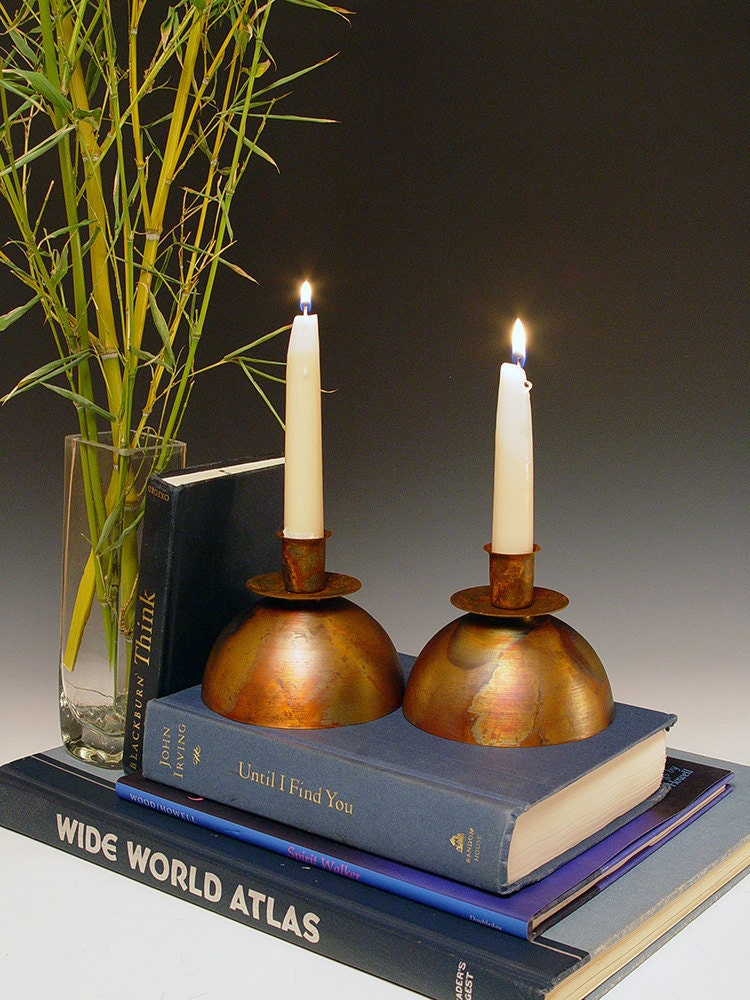 Candle holders. Copper and steel. Rustic, rusted and industrially romantic lighting. Natural colors to light up tonight. 25