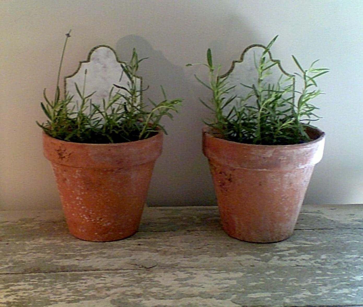 Set of Three Vintage Italian Tiles / Garden Markers