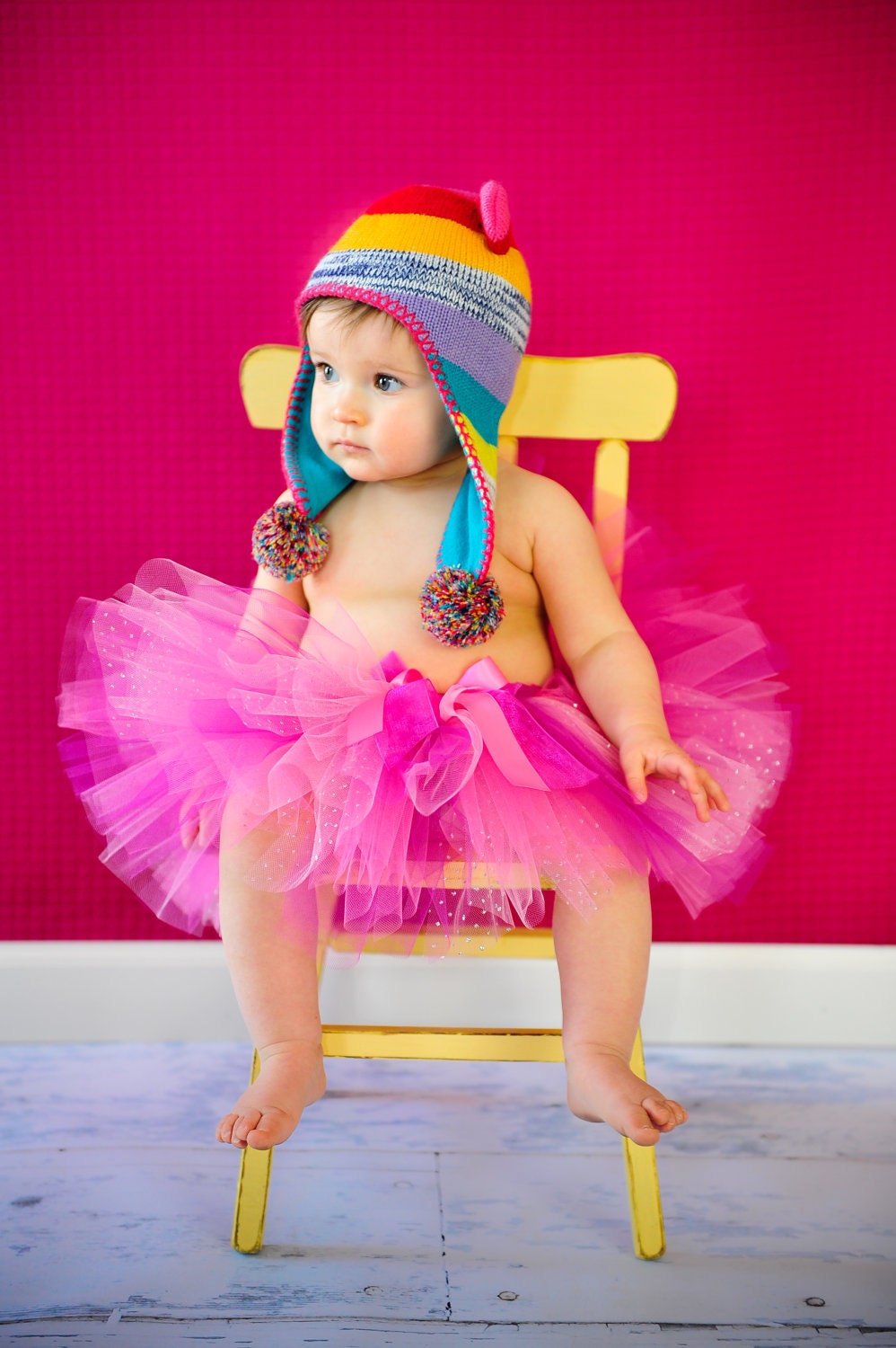 The "Pretty in Pink" tutu for newborn to 3 years - with silver SPARKLE pink tulle and satin wrapped waist